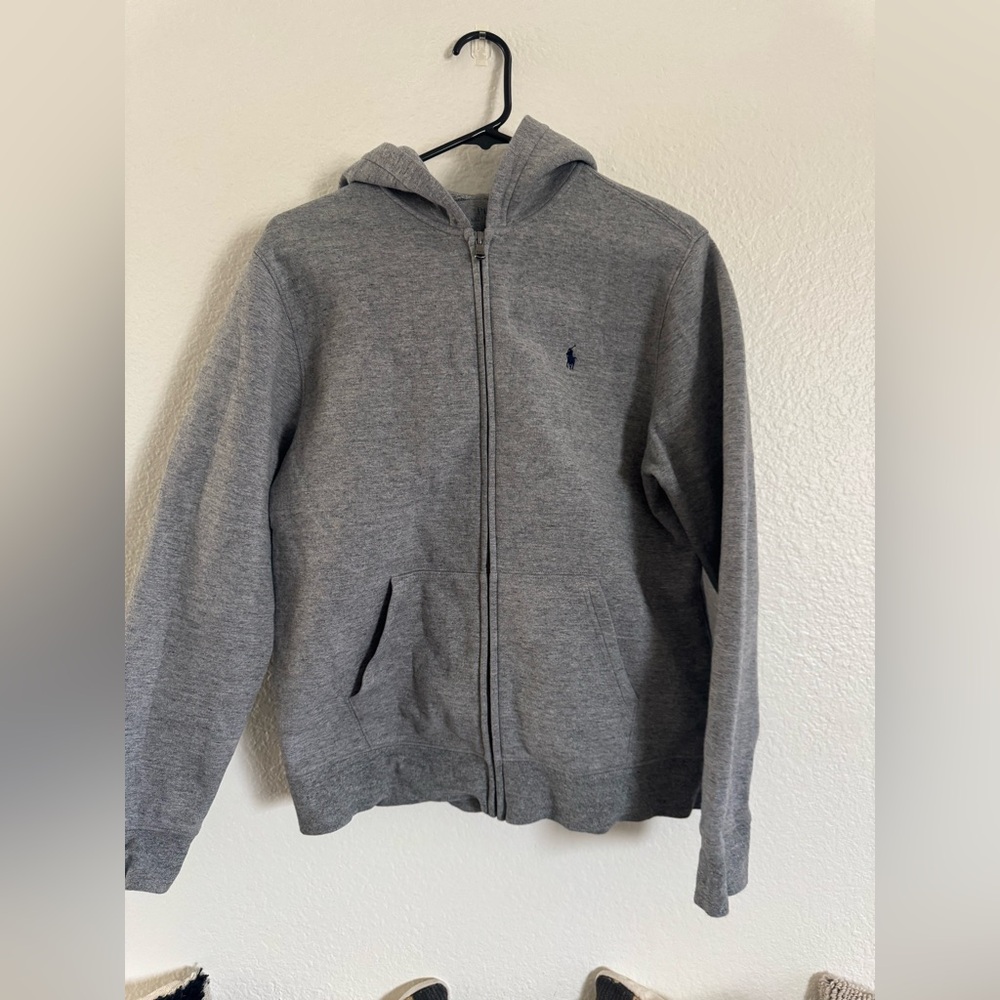 Boys Polo Zip Up Hooded Sweatshirt SZ XL